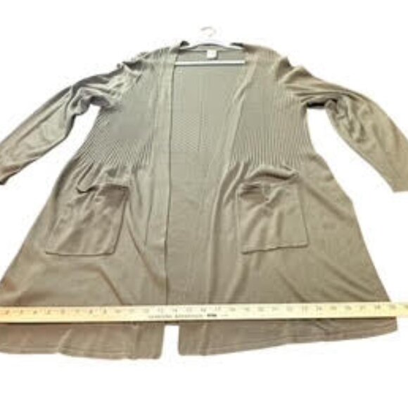 Terra & Sky Olive Green Open Front Longline Cardigan Sweater Women’s Plus 2X - Picture 6 of 10